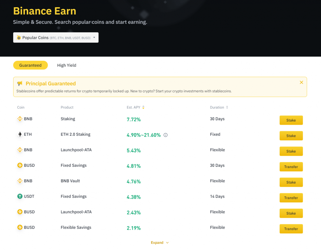 What is the difference between flexible savings and locked staking in Binance