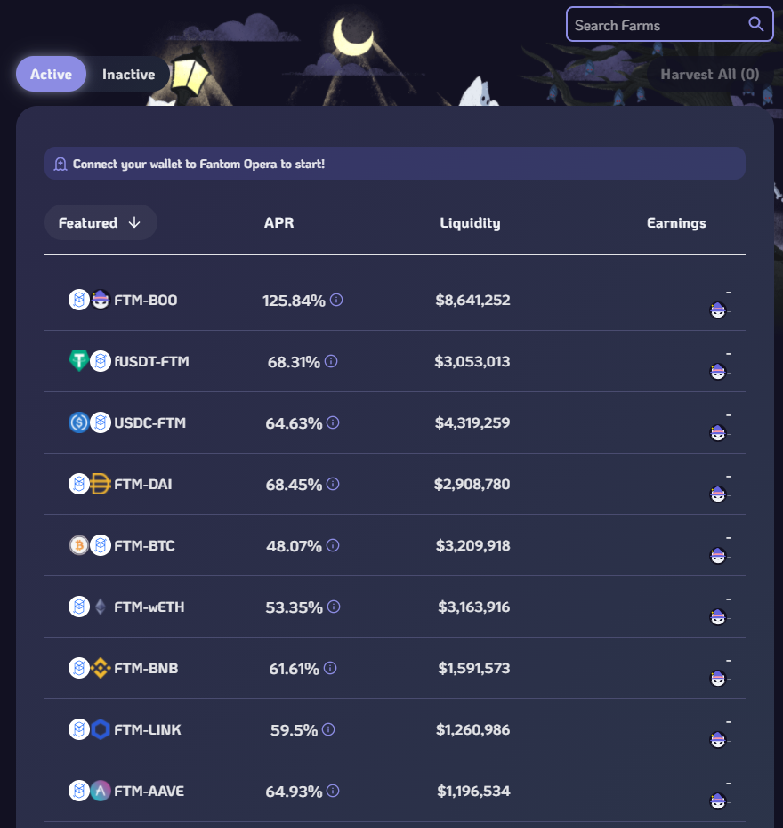The Full List Of Yield Farms On The FTM Network