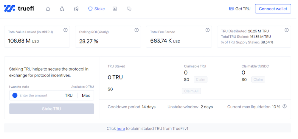 TrueFi Staking Page