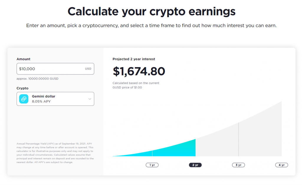 Gemini Stable coin interest
