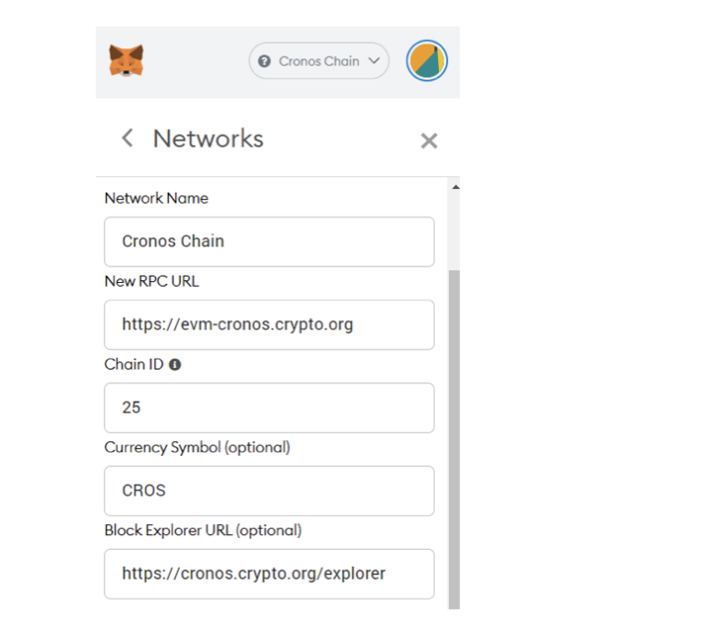 Metamask Cronos
