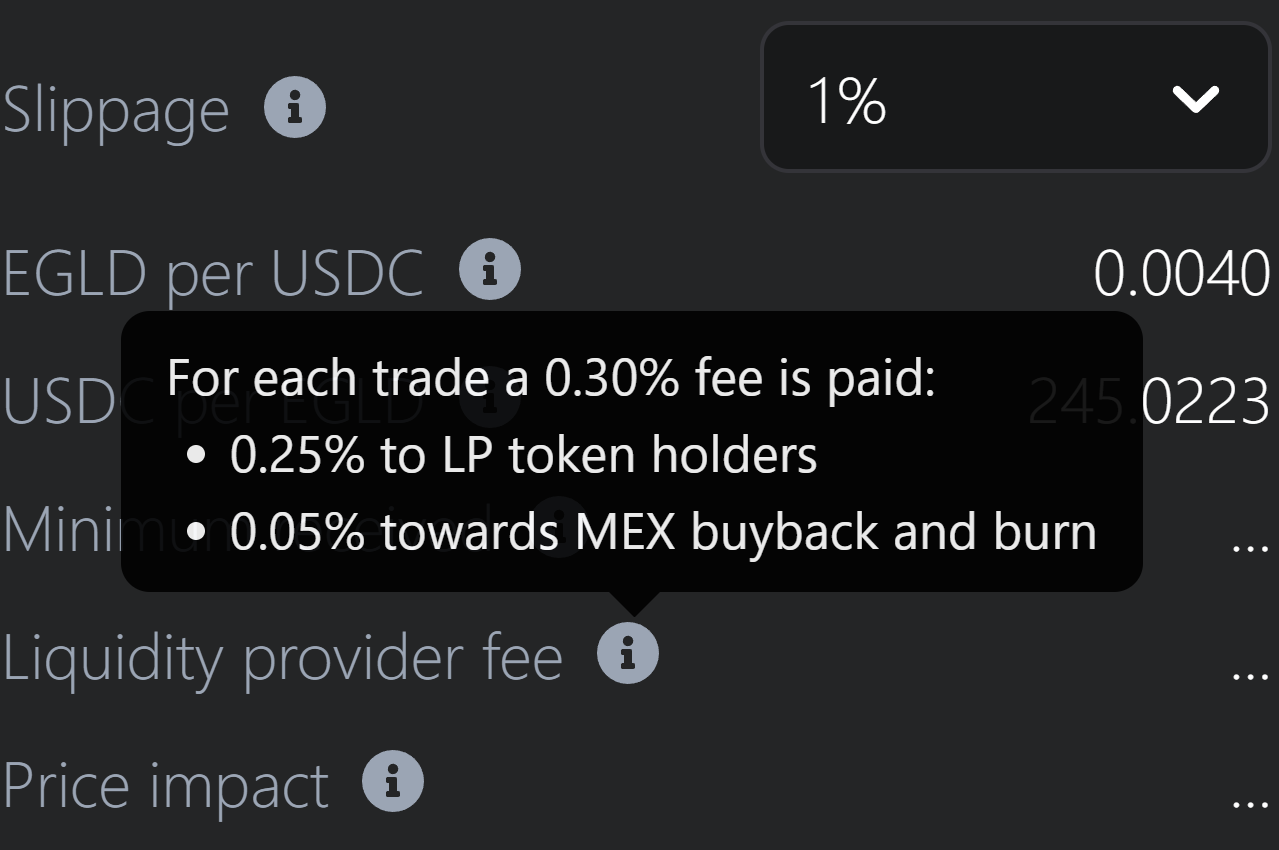 maiar decentralised exchange fees