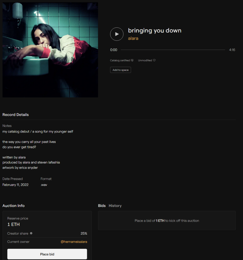 Catalog Music NFT