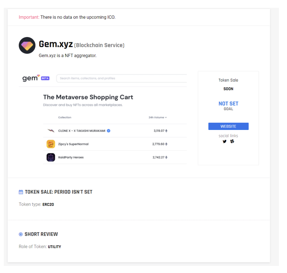 Gem.XYZ NFT aggregator