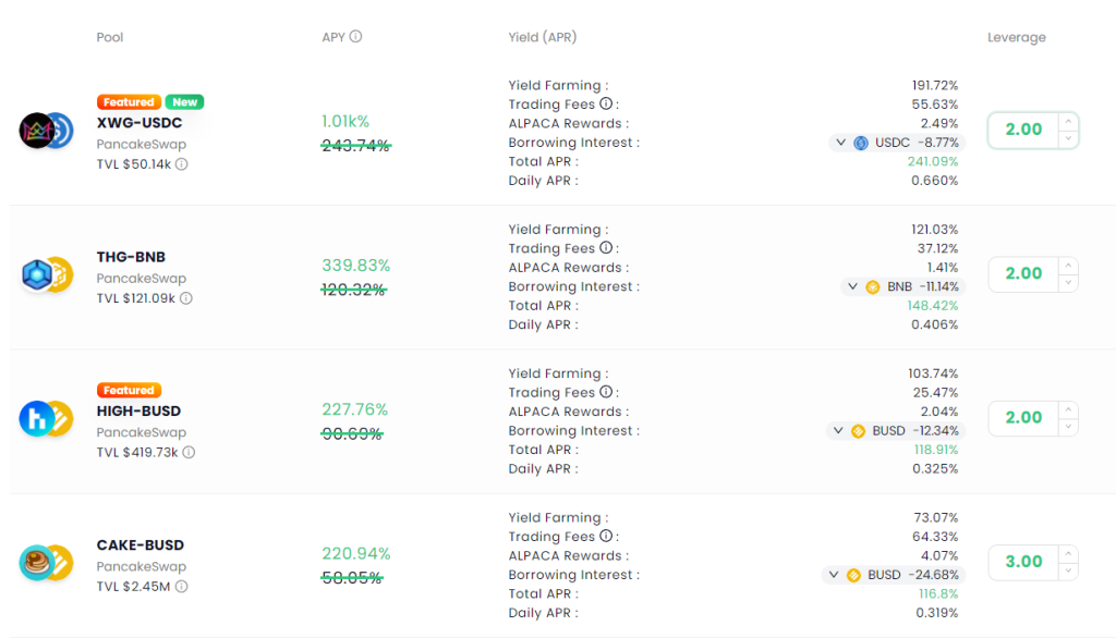 Alpaca Finance Yield Optimizer