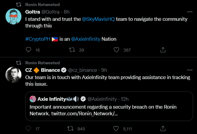 Hackers Stole Over 173,600ETH, $25.5M USDC From The Blockchain Behind Axie Infinity