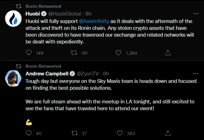 Hackers Stole Over 173,600ETH, $25.5M USDC From The Blockchain Behind Axie Infinity