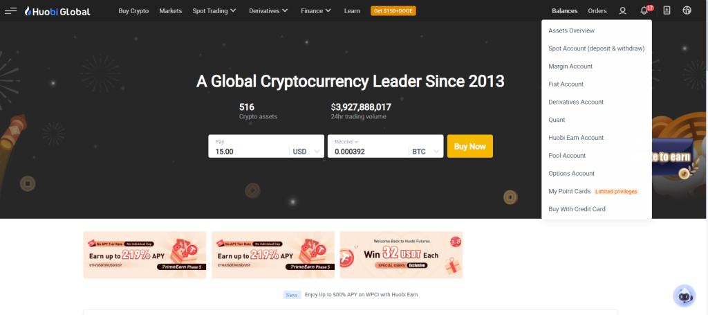 Transfer from Huobi to Kucoin