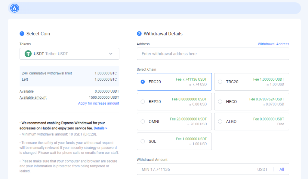 Transfer from Huobi to Kucoin