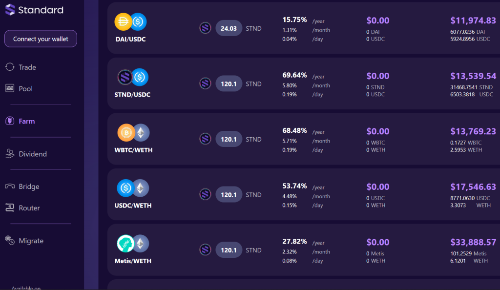 standard protocol defi yield