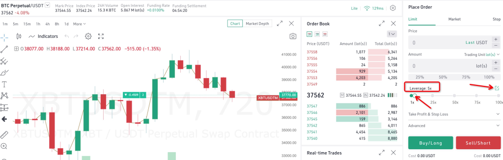 KuCoin leverage setting