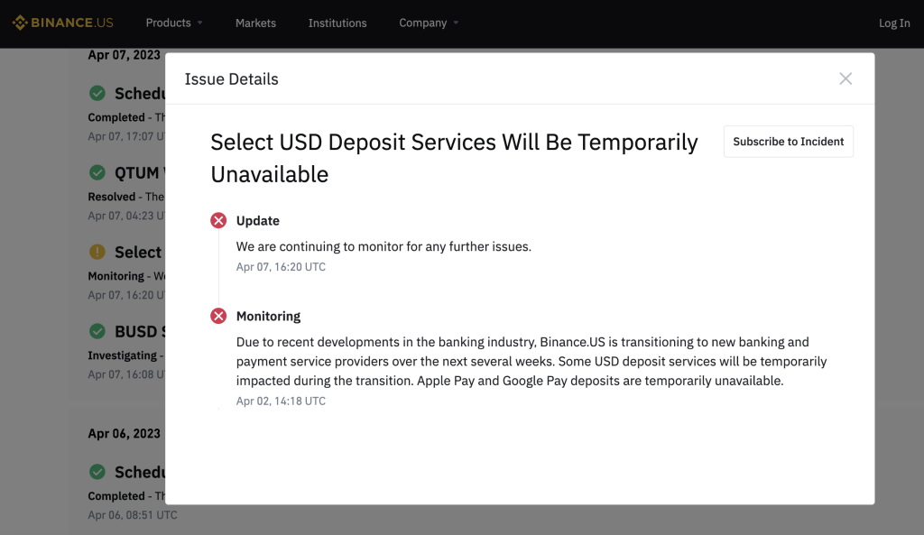 Binance US To Suspend Deposits, Banking Partners Halt Withdrawal Channels