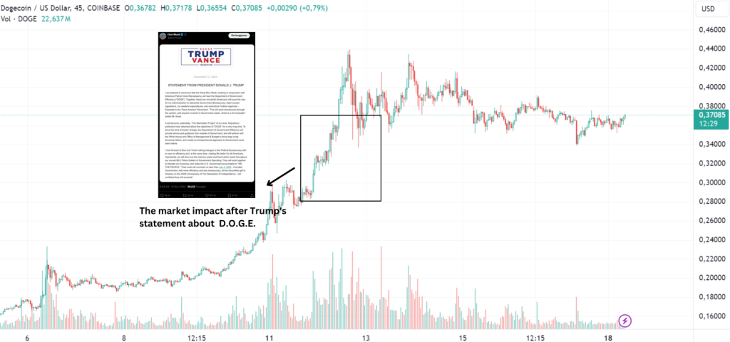 Market impact after trump statement about doge